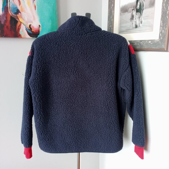 Tommy Hilfiger deep pile  sherpa color block chevron 1/4 zip fleece  Size Large - Picture 2 of 7